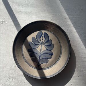 Elegant Blue and Cream Ceramic Plate